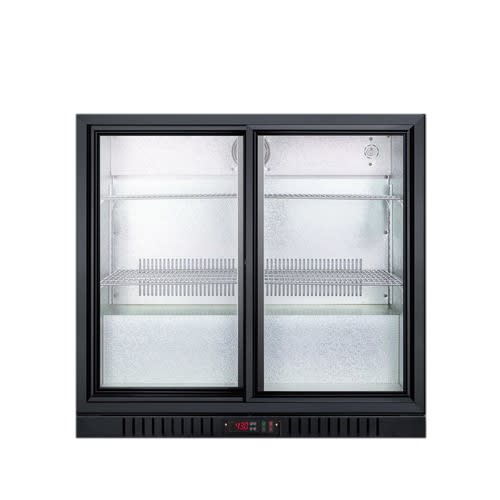 Refrigerador para Bebidas Summit, 7.4 Pies Cúbicos, Descongelamiento Automático, Puerta de Vidrio con Gabinete Negro
